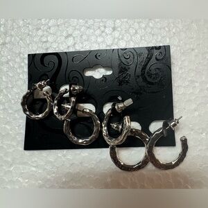 Kudos Chic Textured Silver Hoop Earrings